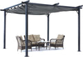 Patio Pergola with Retractable Shade - ABCCANOPY 10x10 Outdoor Retractable Pergola with Sun Shade Aluminum Shelter for Garden, Deck, Lawn, Porch & Backyard (Dark Gray)