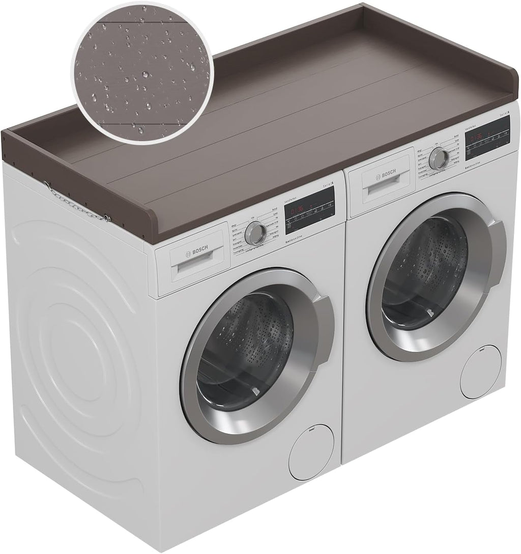 No-Installation HDPE Washer Dryer Countertop Washer and Dryer Topper Covers for The Top Laundry Countertop Laundry Room Organization No Water Leakage,California Walnut