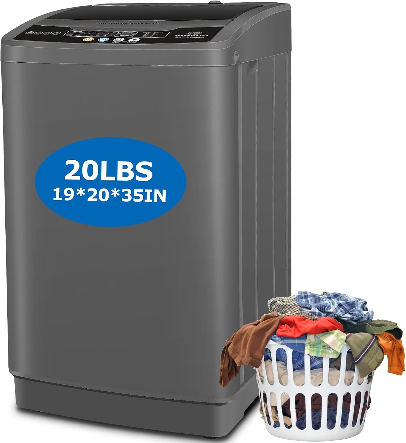 Nictemaw Portable Washing Machine, 20Lbs Capacity Full-Automatic Portable Washer Machine, 2.8Cu.ft Washer and Dryer Combo with 10 Programs 8 Water Levels Compact Laundry Machine for Apartments