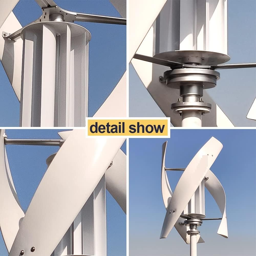 Wind Turbine Generator, 3000W 24V 48V Vertical Wind Turbine Generator for Home Free Energy Wind Power Windmill Permanent Maglev with MPPT Controller,Generator Motor(with Controller,24V_1600W)