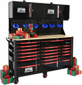 72 Inch Tool Box, Rolling Tool Chest Workbench with 19-Drawers & Locking Cabinets, Heavy-Duty Mobile Workbench with Wood Top, Pro Garage Organization Cabinets & Storage System