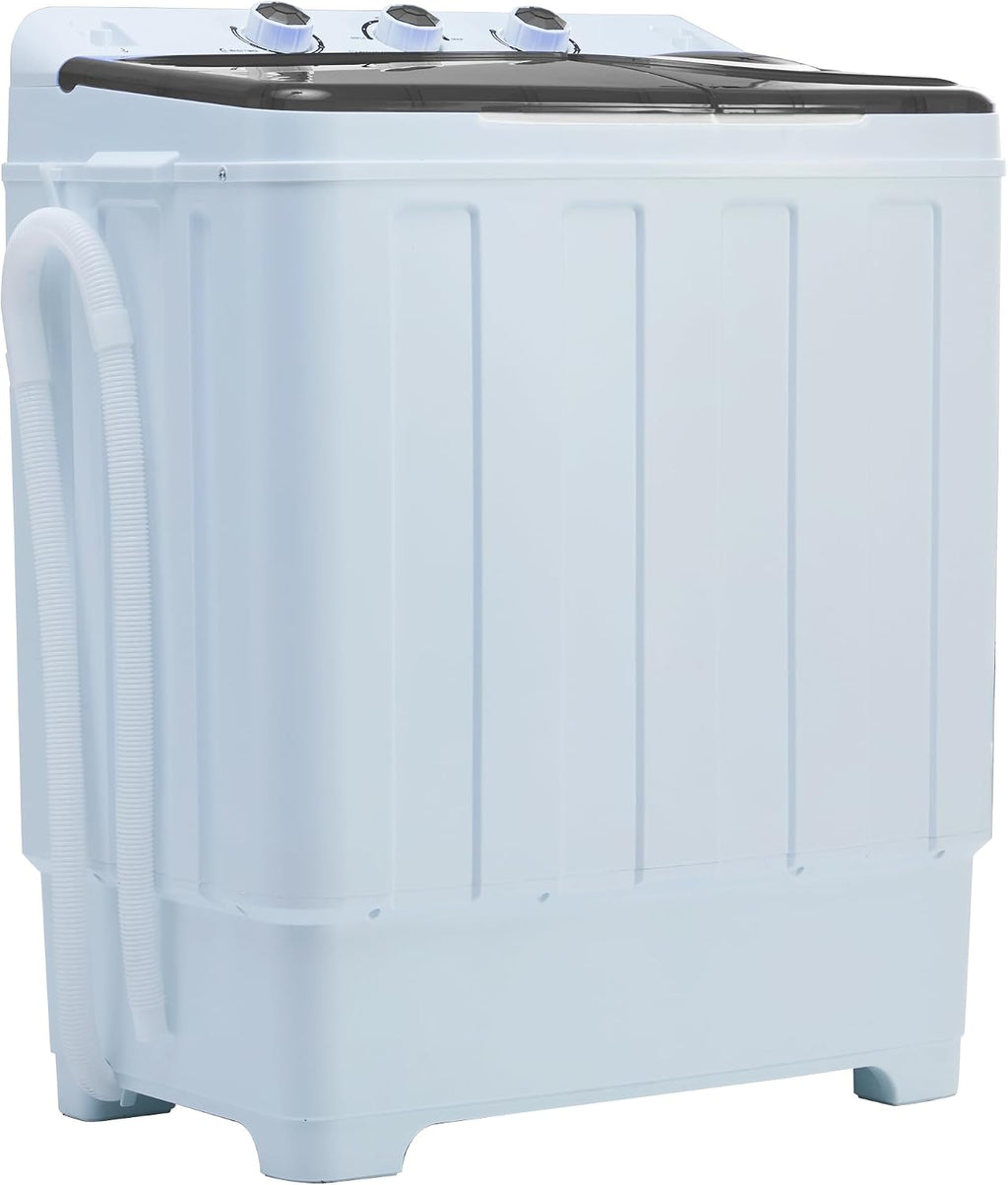 Portable Washing Machine, 28lbs Twin Tub with Drain Pump and Hose, 18lbs Wash 10lbs Spin Cycle, Compact Semi-Automatic Washer and Spinner Combo for Apartments, Dorms, RVs, Camping, Grey
