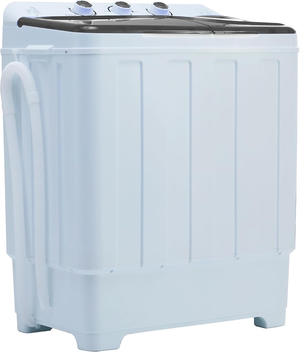 Portable Washing Machine, 28lbs Twin Tub with Drain Pump and Hose, 18lbs Wash 10lbs Spin Cycle, Compact Semi-Automatic Washer and Spinner Combo for Apartments, Dorms, RVs, Camping, Grey