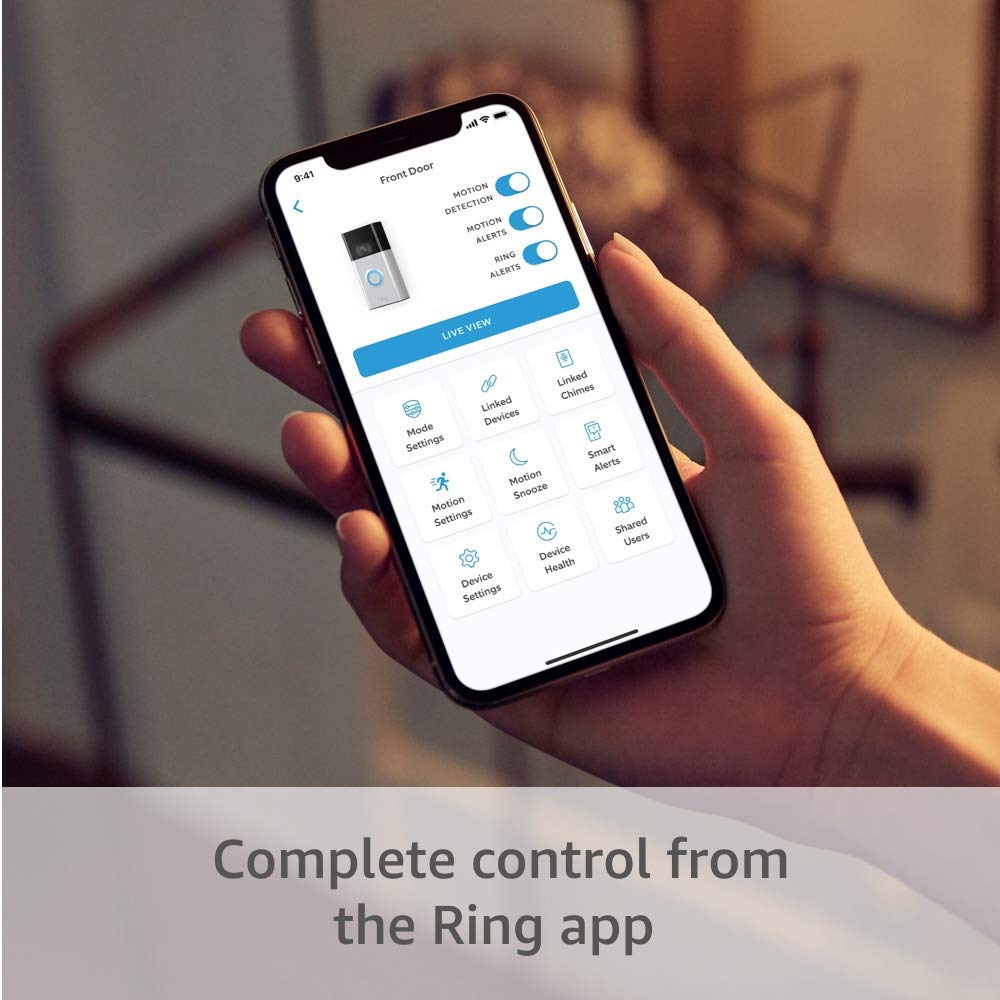 Ring Video Doorbell (Venetian Bronze) with Ring Stick Up Cam Battery and Ring Indoor Cam, White