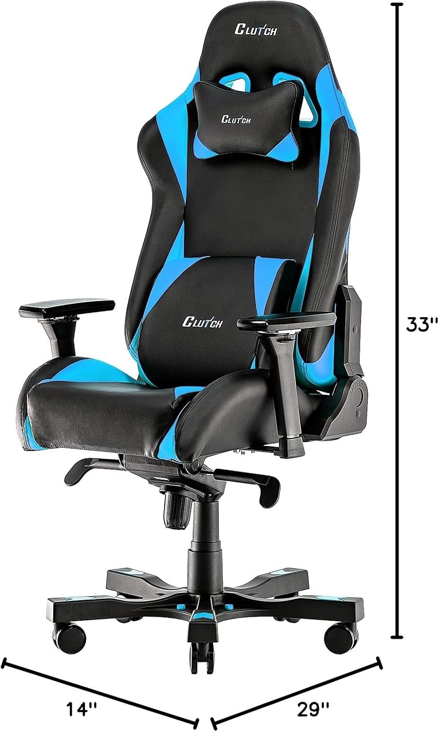 Clutch Chairz - Ergonomic Gaming Chair, Video Game Chairs, Office Chair, High Chair and Lumbar Pillow for Computer Desk - Black/Blue - Throttle Series