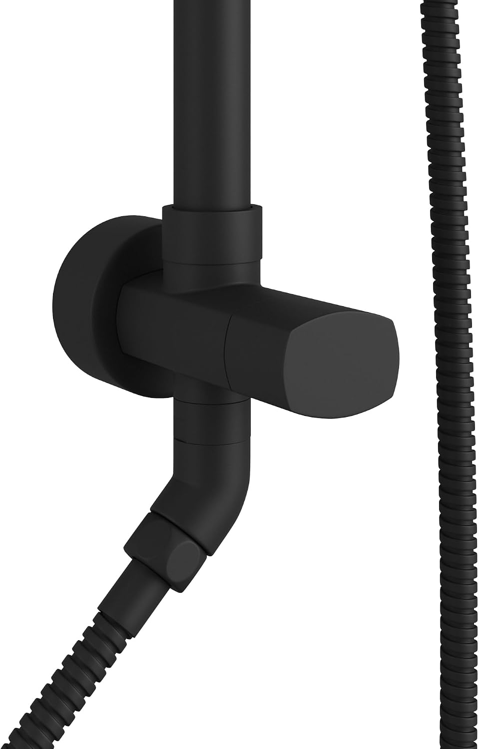PULSE ShowerSpas Kauai III Matte Black Rain Shower Head with Handheld Spray - 1.8 GPM, 8' Showerhead, 5-Function HandShower, Adjustable Slide Bar - Shower Heads with Handheld Spray Combo