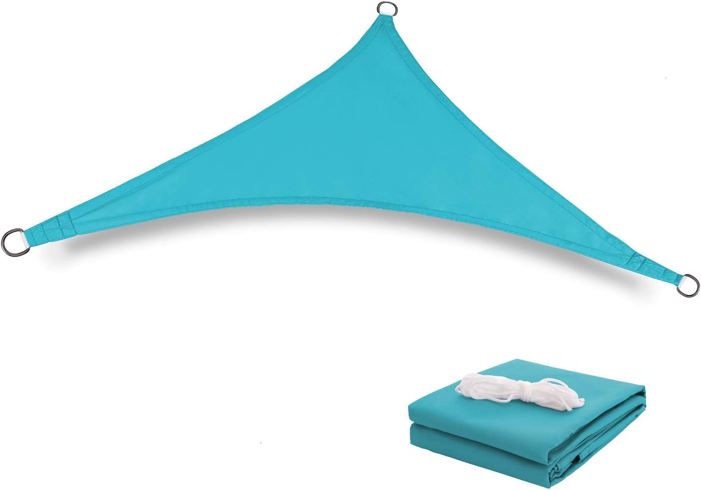 Sun Shade Sail Waterproof,UV Block Lake Blue Triangle 12' x 12' x 12' Shade Sails,for Outdoor Pergola Carport Awning Yard Activities