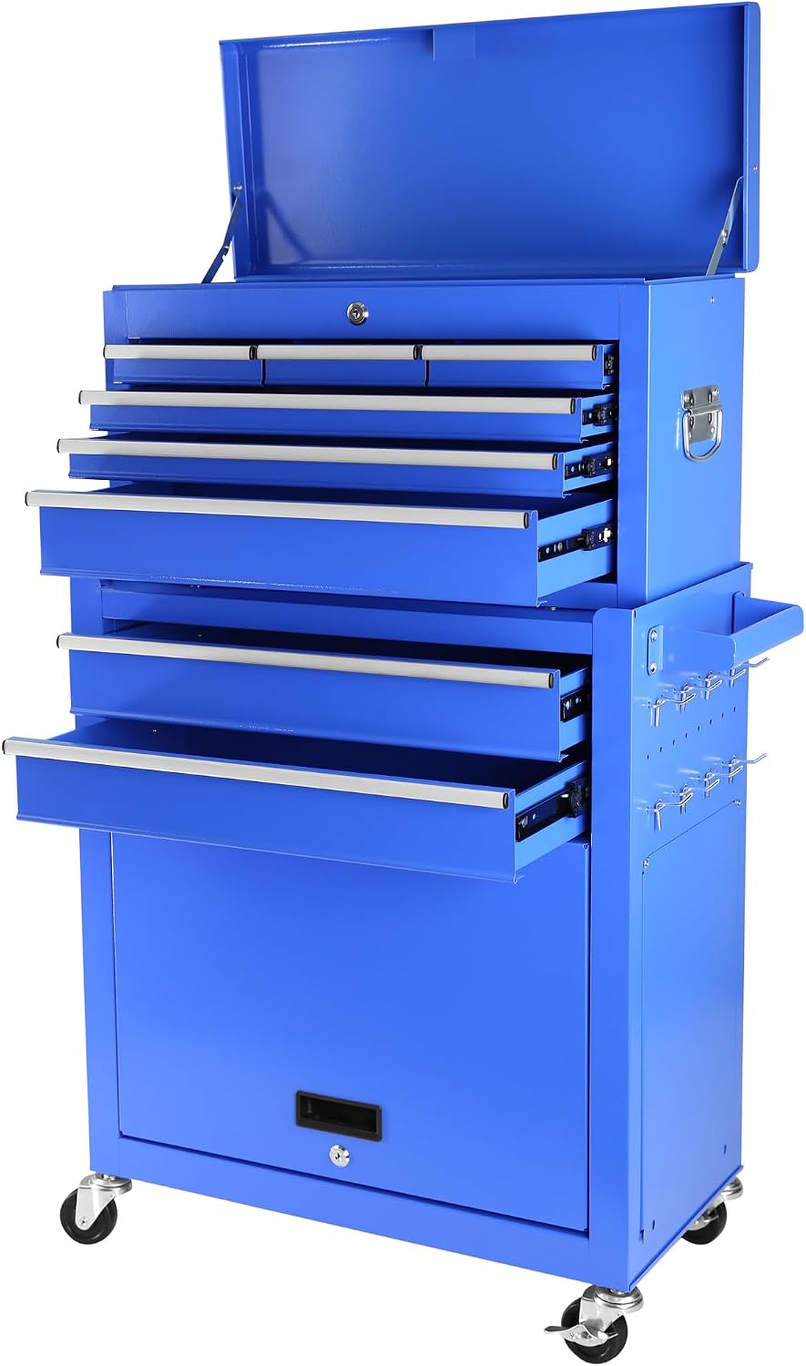 Rolling Tool Chest, 8 Drawer Rolling Tool Cabinet with Detachable Top Tool Box, Tool Cart On Wheels, Adjustable Shelf, Tool Organizer with Wheels for Garage Workshop