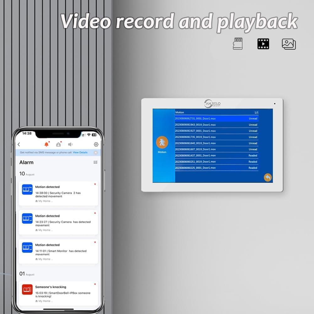 Wired Video Doorbell Intercom System 3 Unit 7 Inch Monitor Door Phone Kit 1080P Camera Night Vision,Support Remote Unlock Door Release,Snapshot for Home Vally Apartment (1 doorbell(b)+3 minitor(w))