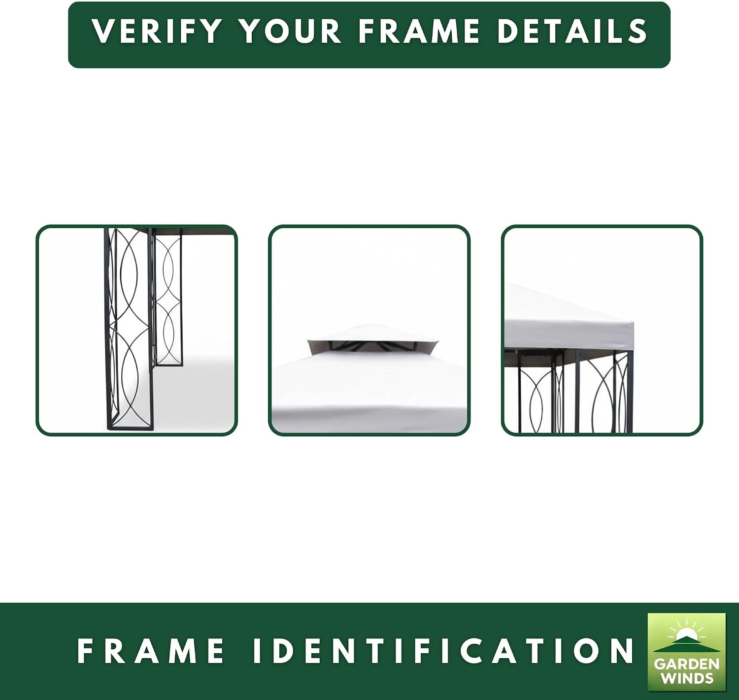 Garden Winds Durable 350 Replacement Canopy Top Compatible with Garden Treasures 8' x 8' Gazebo Models S-582D, S-582DN - Palm