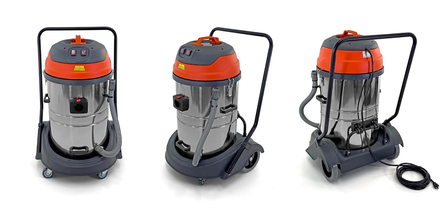 Industrial Wet/Dry Vacuum Cleaner | 2 Motors | 2000 Watt Power | 225 CFM | 21-Gallon Capacity JM773