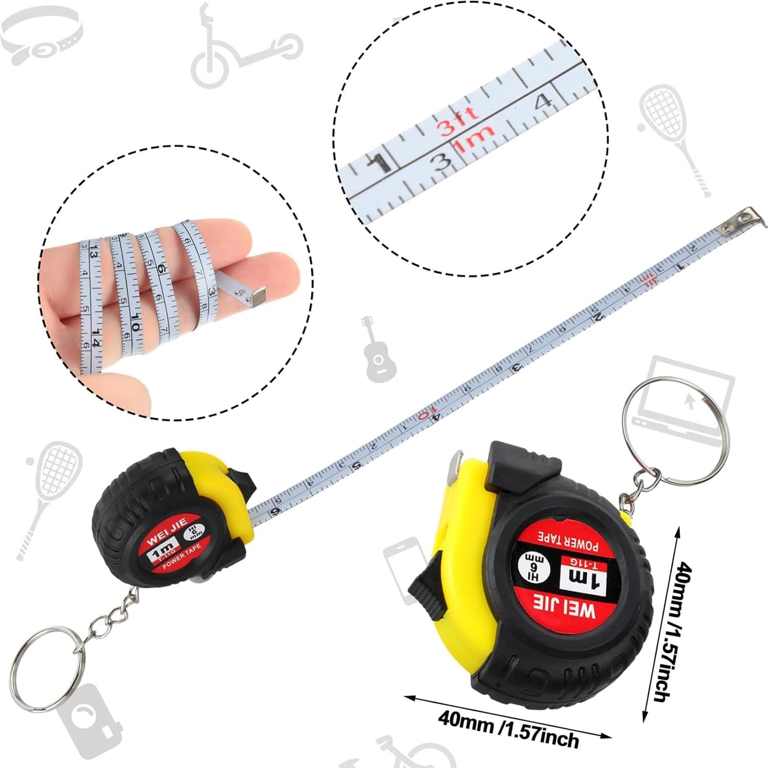 Jutom 360 Pcs Mini Tape Measure Keychain Bulk Mini Screwdriver Keychain Set Adult Tool Party Prize for Father's Men Gifts