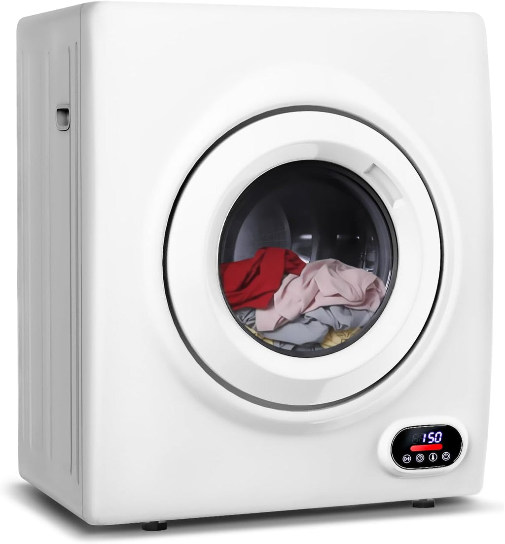 Feelfunn 3.5 Cu.Ft Portable Clothes Dryer - 1500W Clothes Dryer with Stainless Steel Tub, Front Load Tumble, LCD Touch Panel - Compact Drying Unit for Laundry, Apartments, Dorms