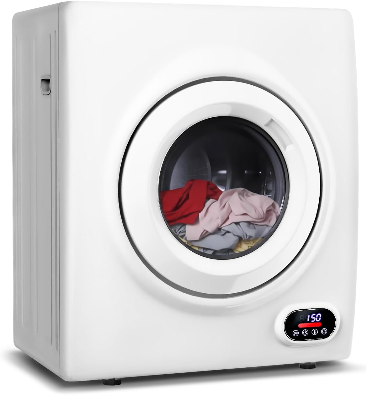 Feelfunn 3.5 Cu.Ft Portable Clothes Dryer - 1500W Clothes Dryer with Stainless Steel Tub, Front Load Tumble, LCD Touch Panel - Compact Drying Unit for Laundry, Apartments, Dorms