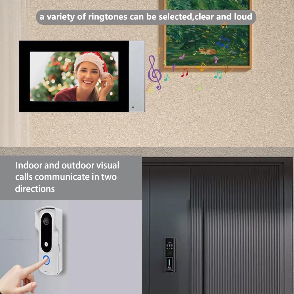 Wired 7-inch Smart Video Doorbell with Touchscreen Chime | 2K Head-to-Toe View | Event-Based Recording & No Monthly Fee | 20-User Tuya App | Stable Wired Power, No Battery Needed