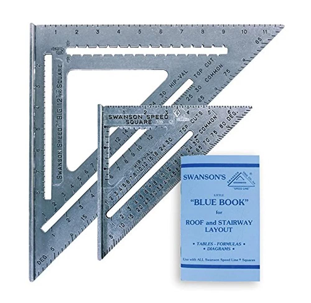 SWANSON Tool Co.,Inc SW1201K Value Pack 7 inch Speed Square and Big 12 Speed Square (Without Layout bar) Ships with Blue Book,(Pack of 12)