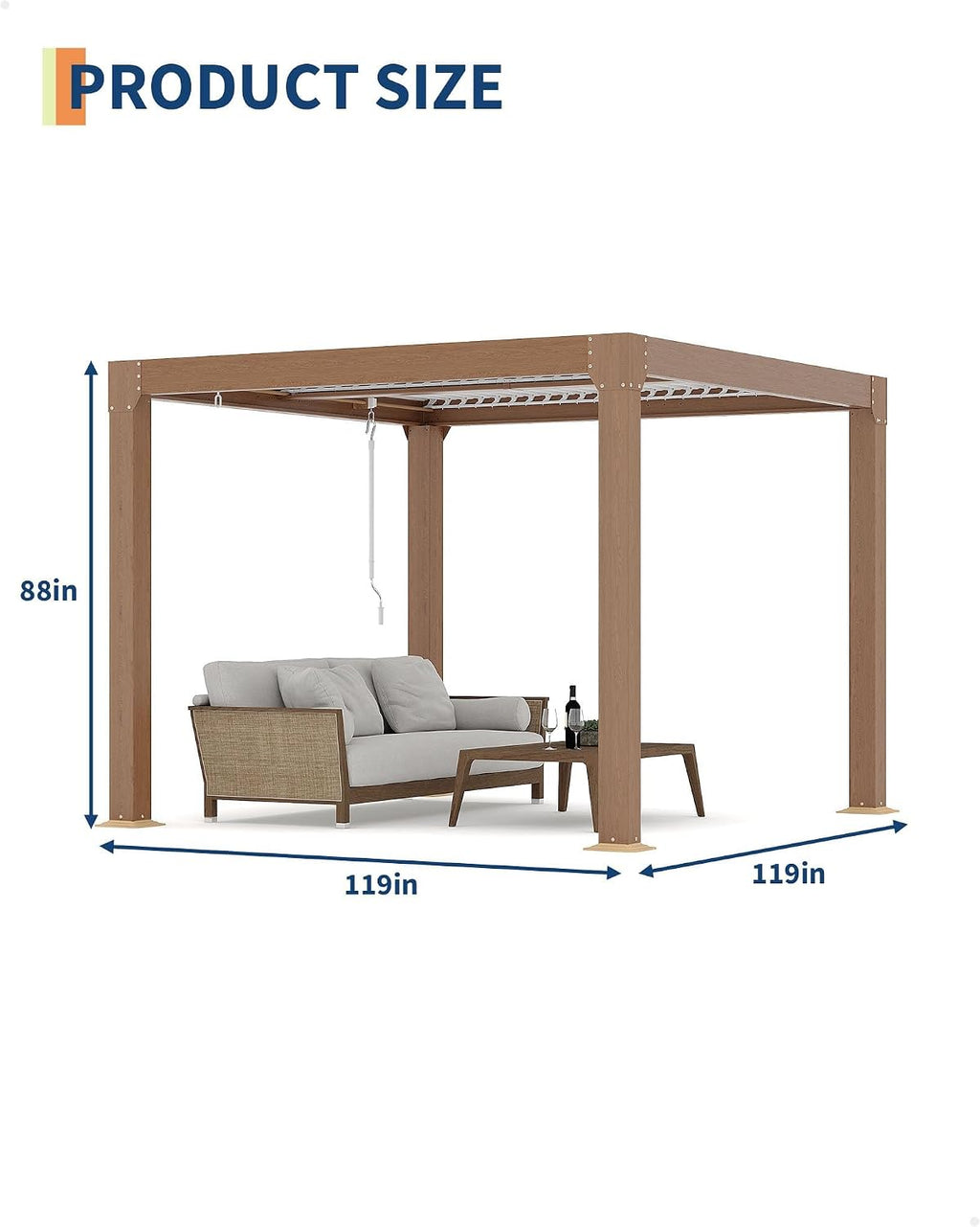 PeakPursuit Louvered Pergola - 10'x10' Outdoor Pergolas with Adjustable Louvered Roof, Reinforced Aluminum Frame, Integrated Drainage System, Outdoor Gazebo for Deck, Patio, Backyard and Garden