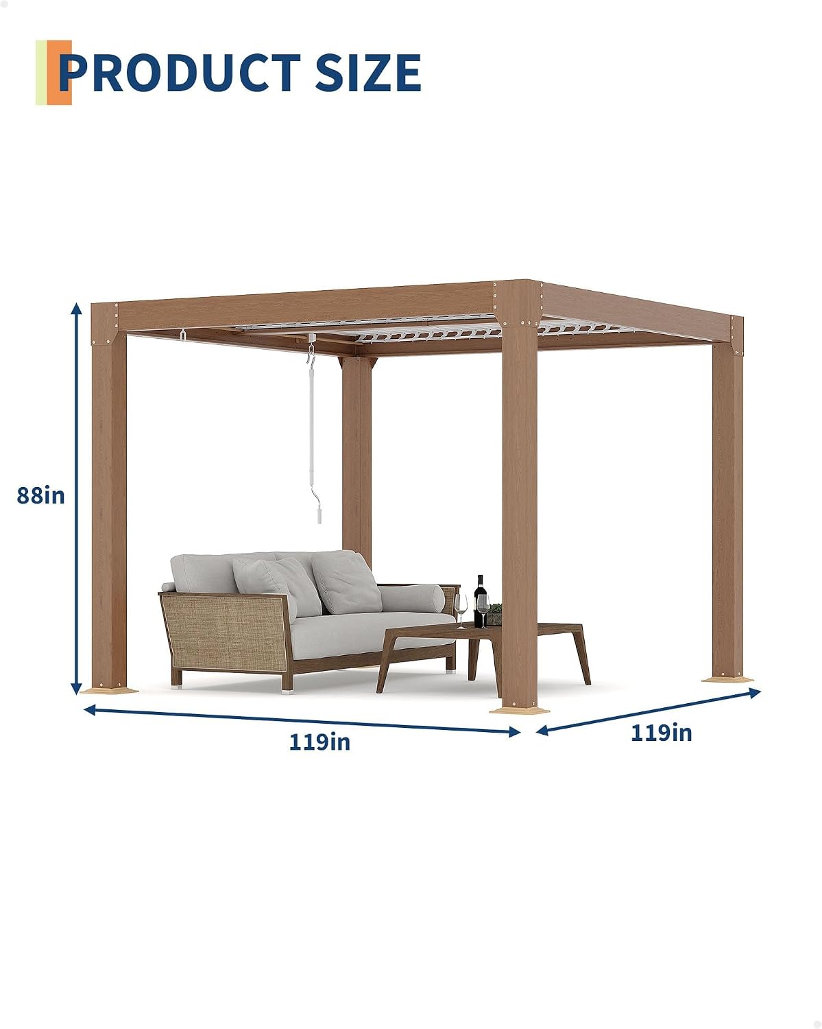PeakPursuit Louvered Pergola - 10'x10' Outdoor Pergolas with Adjustable Louvered Roof, Reinforced Aluminum Frame, Integrated Drainage System, Outdoor Gazebo for Deck, Patio, Backyard and Garden