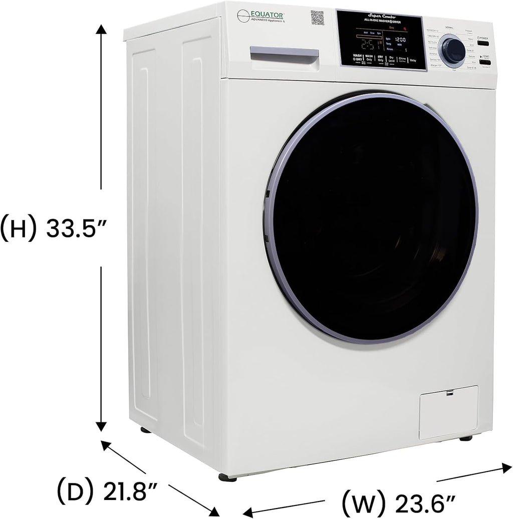 Equator All-in-One Washer Dryer VENTED-DRY 30% FASTER than Condense 15lb 110V in White