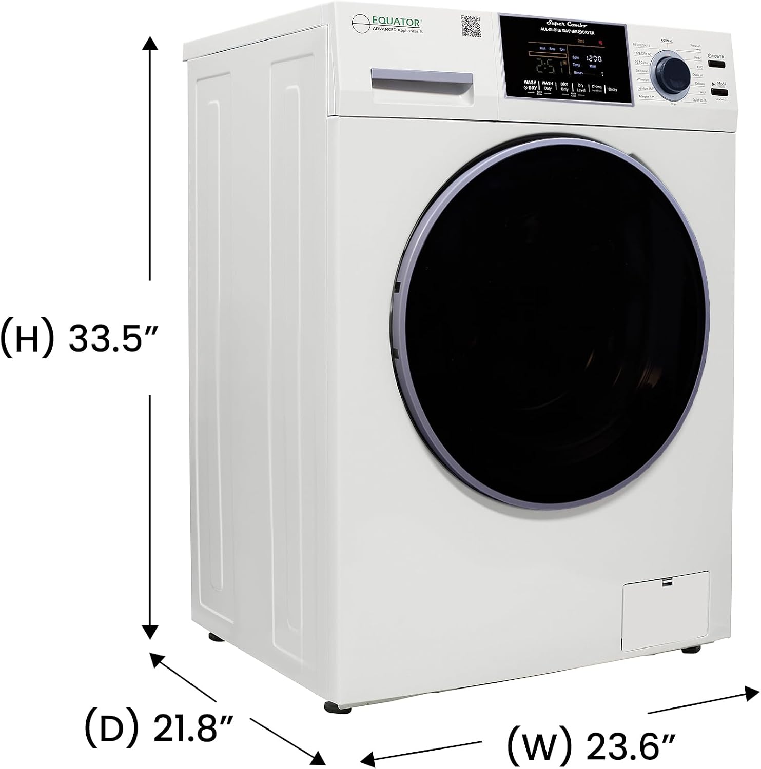 Equator All-in-One Washer Dryer VENTED-DRY 30% FASTER than Condense 15lb 110V in White