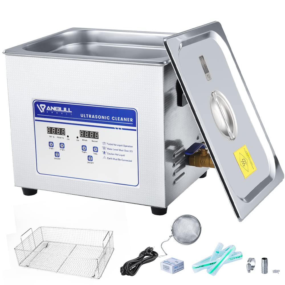 Anbull 15L/4Gal 360W Professional Ultrasonic Cleaner Machine with 304 Stainless Steel and Digital Timer Heater for Jewelry Watch Coin Glass Circuit Board Small Parts