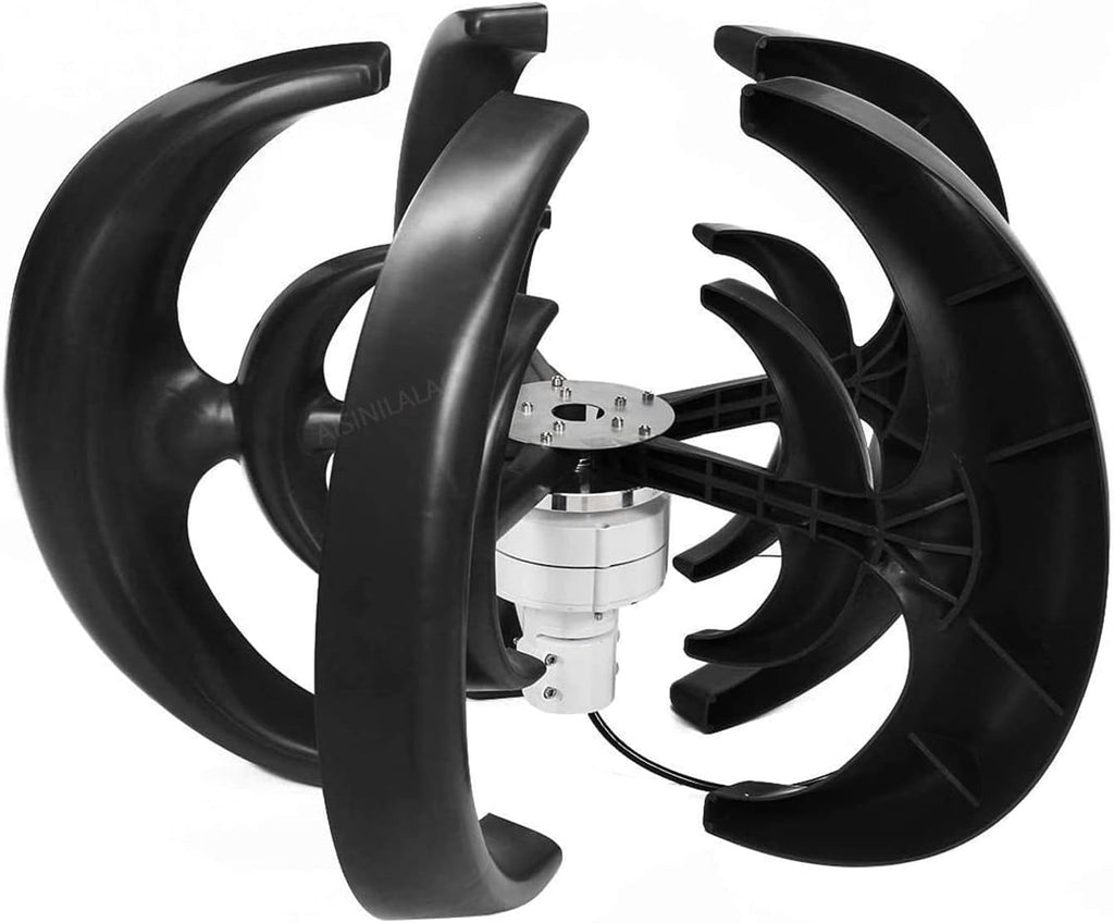 No Noise Vertical Wind Turbine Generator, 3000W Vertical Wind Generator with MPPT Charge Controller 5 Blades for Home Or Camping(Black)