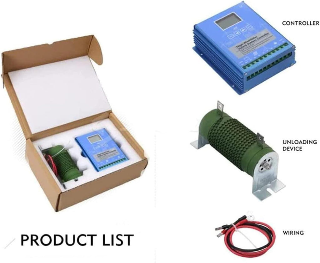2000W-6000W MPPT Solar Charge Controller, 12V 24V 48VWind Solar Hybrid Charge Controller with Dump Load for Wind Turbine Generator Charger Battery(24v,2000w)