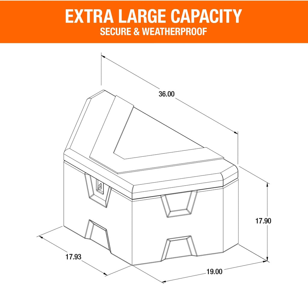 Buyers Products 1701679 White Poly Trailer Tongue Box, 18 x 19 x 36 Inch, Made in the USA, Trailer Tongue Tool Box For Storage And Organization, Trailer Storage Box