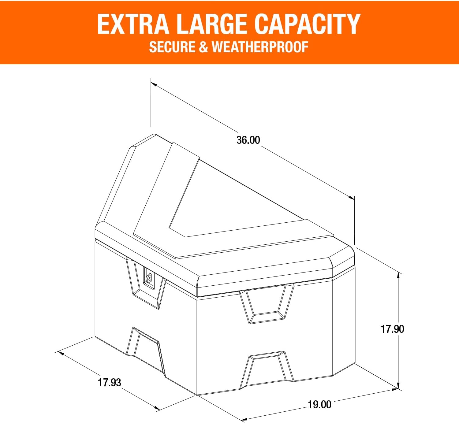 Buyers Products 1701679 White Poly Trailer Tongue Box, 18 x 19 x 36 Inch, Made in the USA, Trailer Tongue Tool Box For Storage And Organization, Trailer Storage Box
