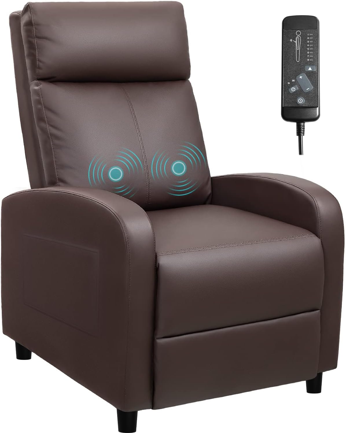 Devoko Massage Recliner Chair Home Theater Seating Pu Leather Modern Living Room Chair Furniture with Padded Cushion Reclining Sofa Chairs (Brown)