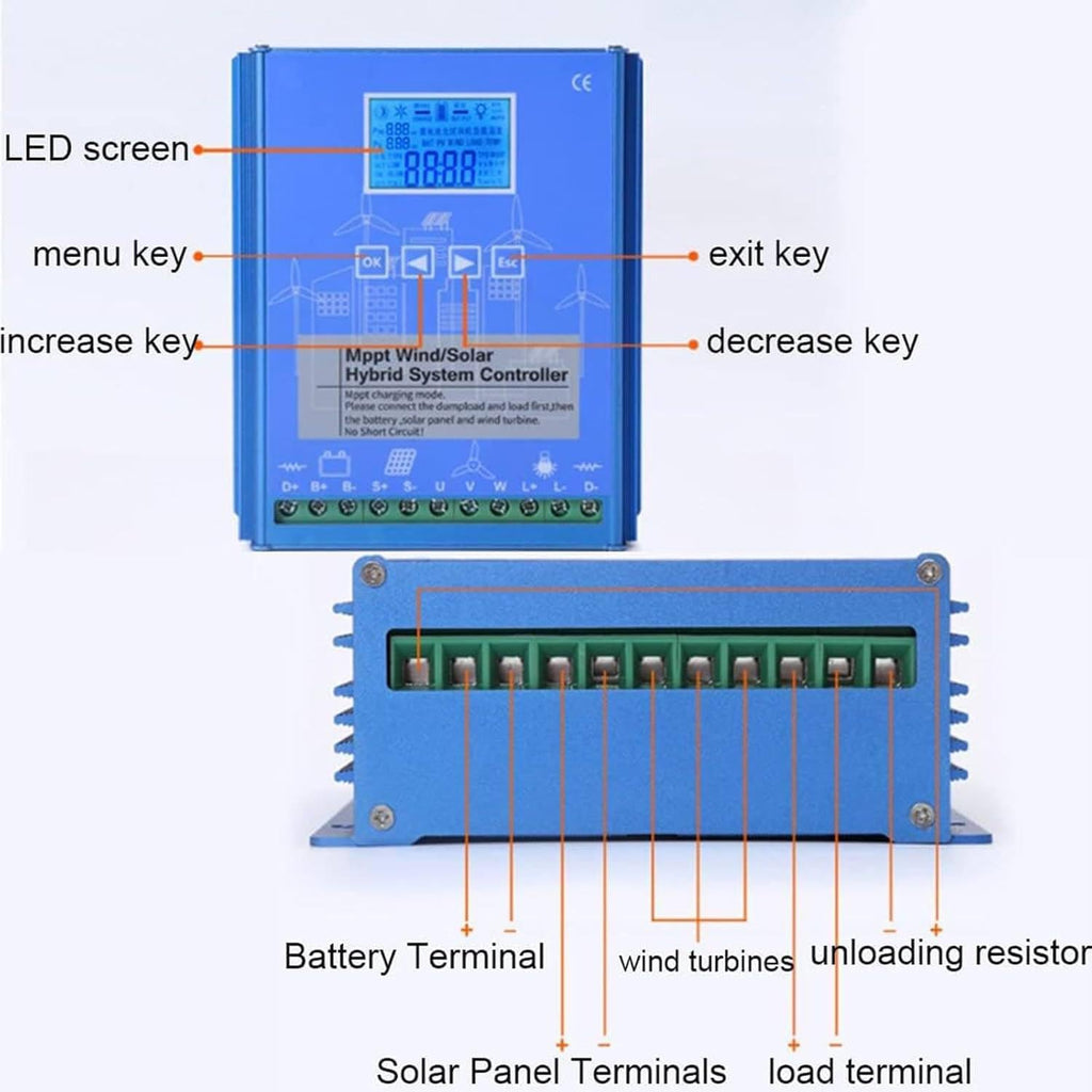 Wind Solar Hybrid Charge Controller,12000W-18000W with Dump Load Wind Turbine Generator Solar Panel Auto Regulator,12V/24V/48V for Wind Turbine Generator Charger Battery,16000W-12V