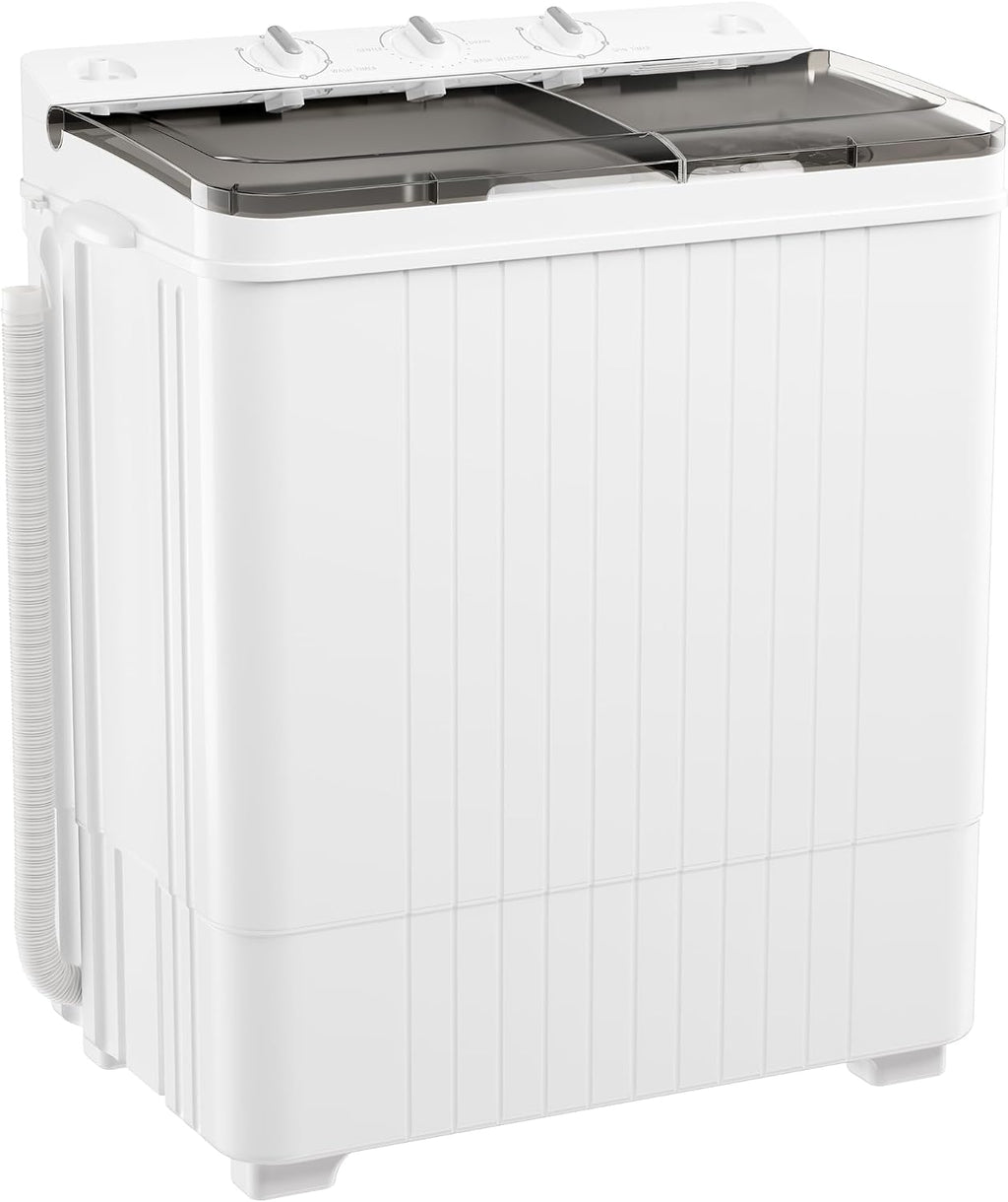 Superday Portable Washing Machine with Longer Hose, 28 Lbs Compact Mini Washer and Dryer Combo,Twin Tub Washing Machine Laundry Compact Washer spinner Combo for Apartments RVs and Dorms(Grey)