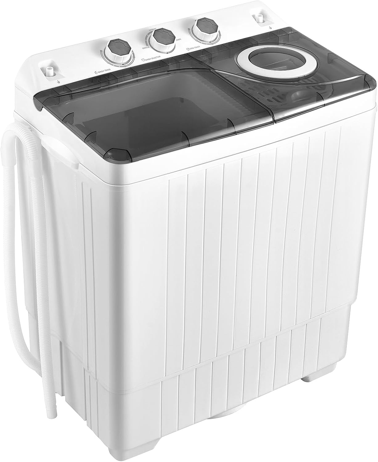 Giantex Portable Washing Machine, 26lbs Washer and Spinner Combo,18 lbs Washing 8 lbs Spinning, Built-in Drain Pump, w/Timer Control, Dorm Apartment Twin Tub Mini Laundry Washer Gray White