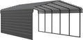 Arrow Carports Galvanized Steel Carport, with 1-Sided Enclosure, Compact Car Metal Carport Kit, 12' x 24' x 7', Charcoal