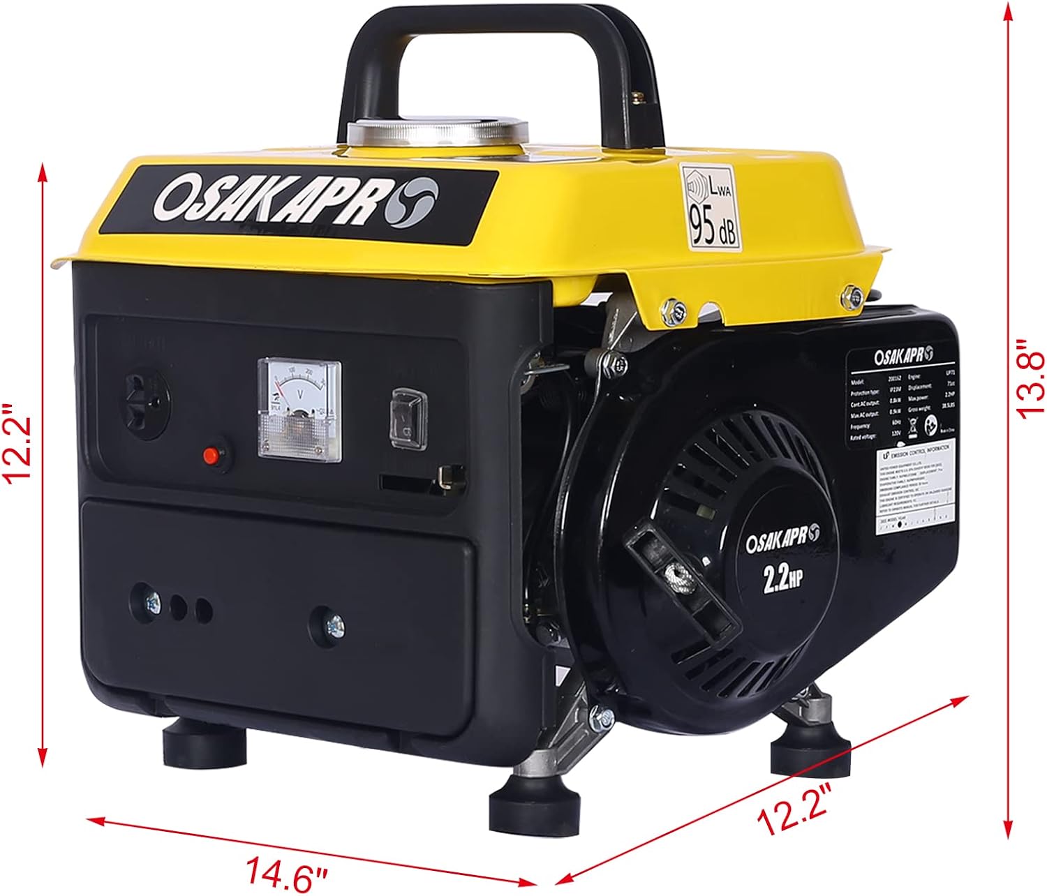 Portable Generator, 71cc 2-Stroke Gasoline Engine, 900 Watts Gas Powered Generator for Backup Home Use & Outdoors Camping Low Noise Ultra Lightweight EPA Compliant