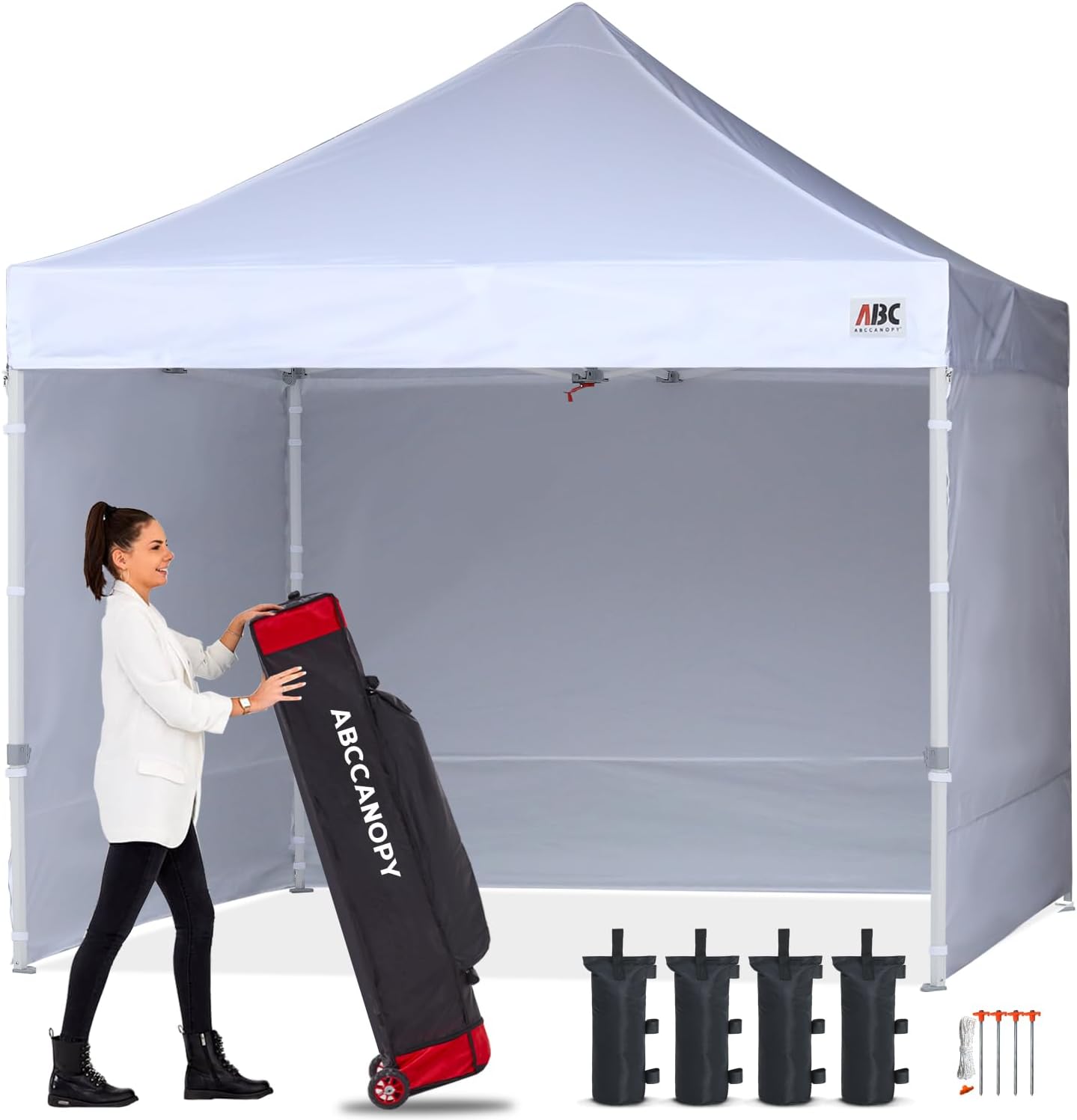 ABCCANOPY Easy Pop Up Canopy Tent with Sidewalls Commercial -Series, White