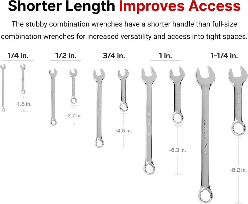 TEKTON Stubby and Standard Length Combination Wrench Set with Rolls, 71-Piece (1/4-1-1/4 in., 6-32 mm) | WCB94903