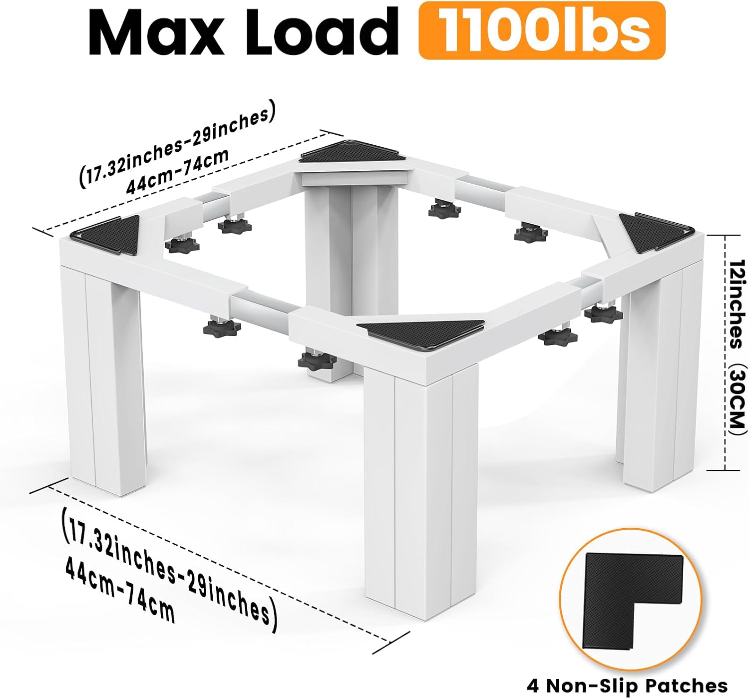 Full Size Laundry Pedestal Washer and Dryer Pedestals, Universal Fit 1100lbs Capacity Adjustable Washing Machine Stand, Dryer Base Platform Heavy Duty Mini Fridge Stand(Pearl White)