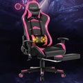 GORELAX Massage Gaming Chair, Reclining Computer Chair w/Lumbar Support, Adjustable Arms, Footrest, High Back Racing Style Ergonomic Home Office Chair for Heavy People (Pink)