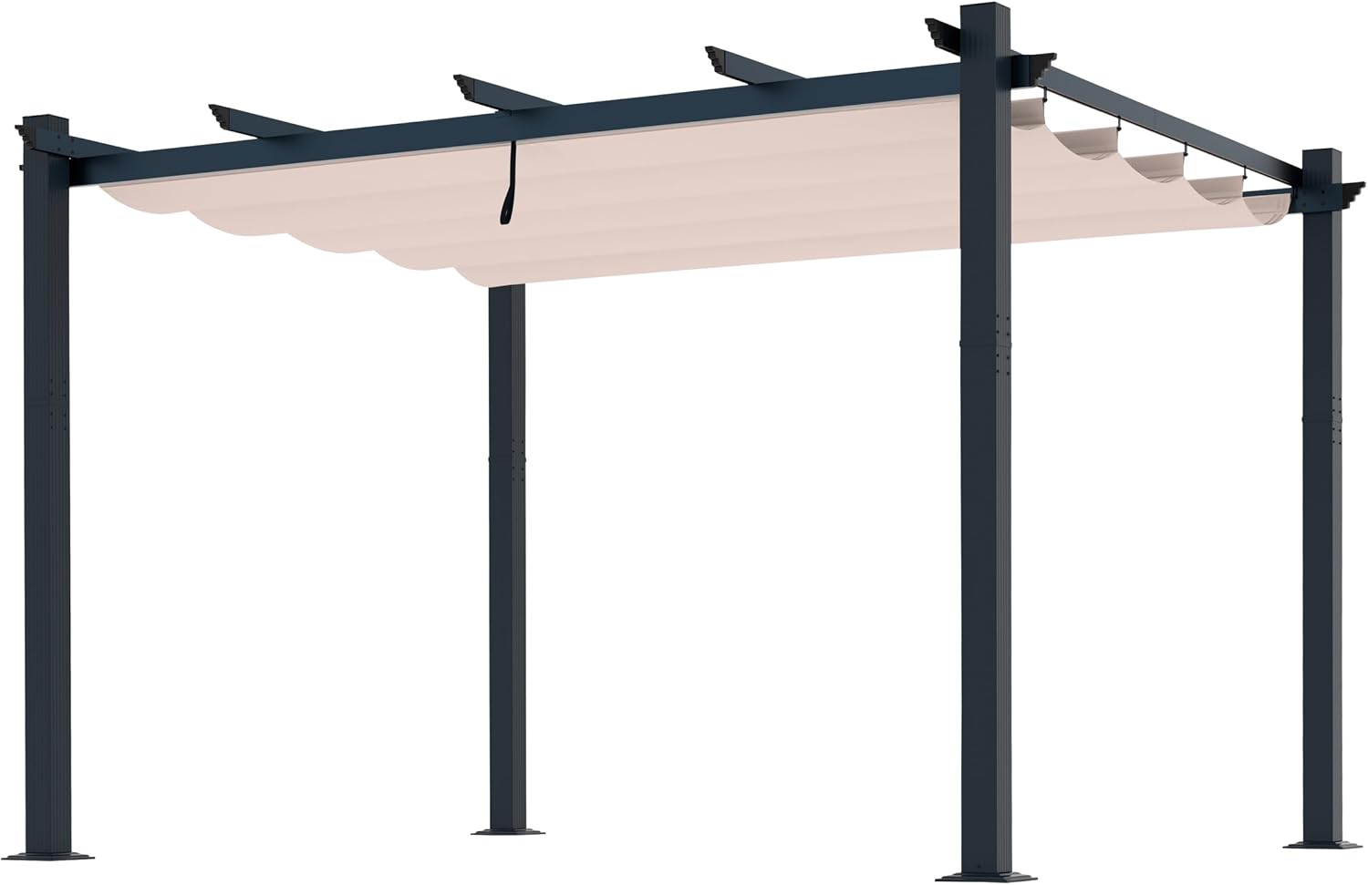 Yardenaler 10x13 FT Pergola with Retractable Sun Shade Canopy, Aluminum Patio Shelter Grape Trellis for Garden, Backyard, Porch, Cream White