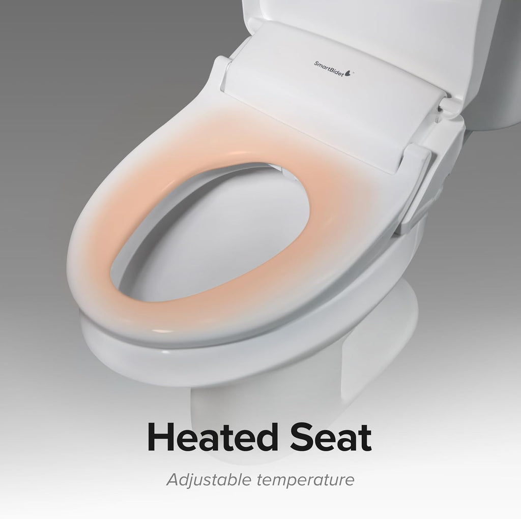 SmartBidet® SB-1200 Luxury Advanced Electric Smart Bidet Round White Toilet Seat with Remote control, Endless Warm Water with LED Night Light, Slim Profile