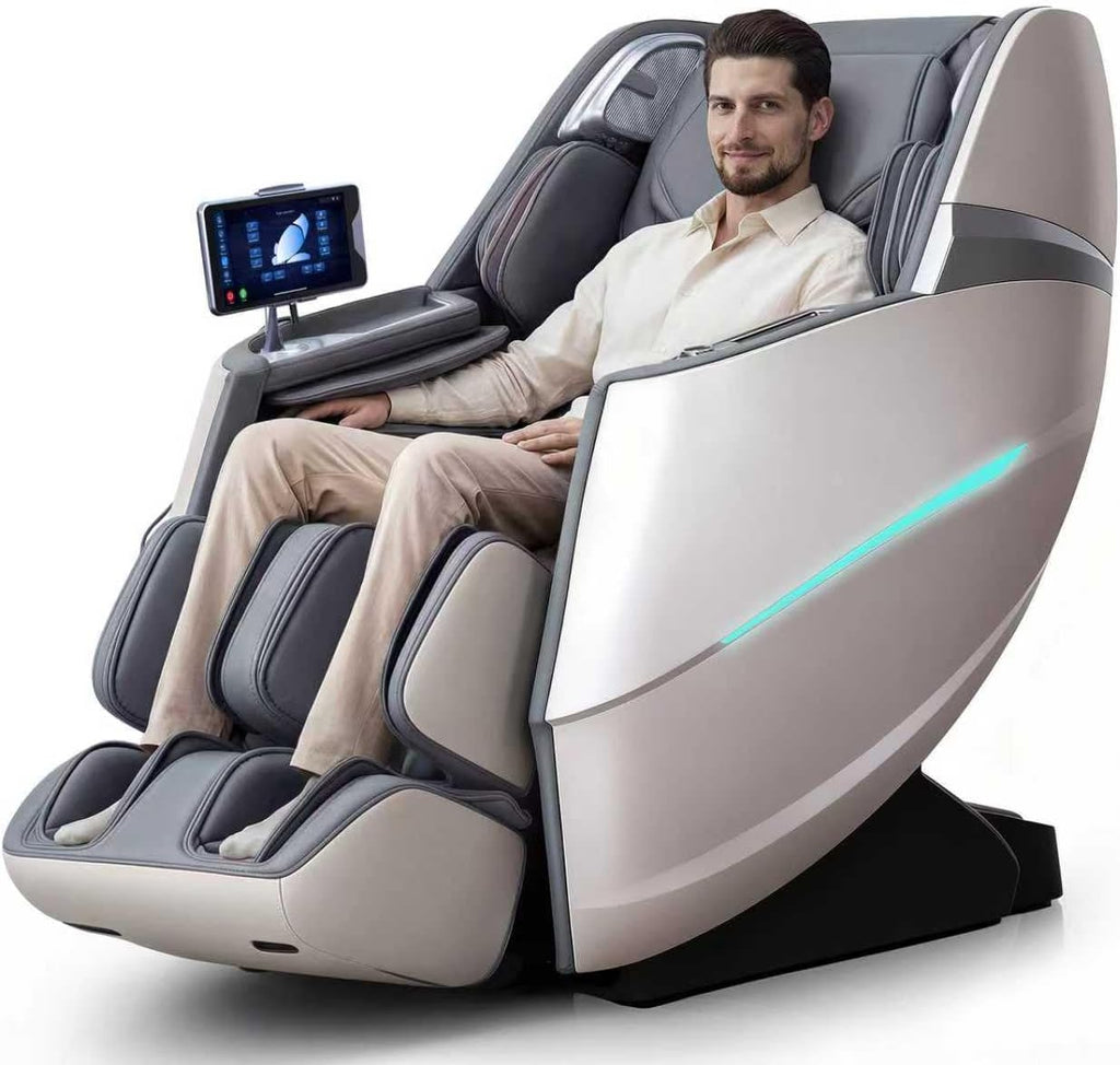 HealthRelife 4D Massage Chair Full Body Zero Gravity Recliner - 55' SL-Track,20 Auto Modes,11 Massage Technique,40 Airbags Massage,with Yoga Stretch,APP Control,Negative Oxygen lons（Grey）