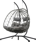 Egg Swing Chair with Stand 2Person Hanging Wicker Hammock Chair for Indoor & Outdoor Relaxation with Strong Load Bearing and Comfortable Cushion