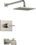 Delta Faucet Vero 14 Series Single-Function Tub and Shower Trim Kit with Single-Spray Touch-Clean Rain Shower Head, Stainless T14253-SS (Valve Not Included)