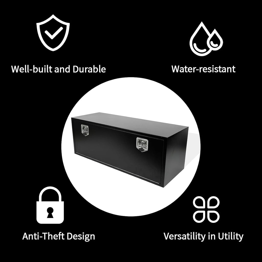 48 Inch Underbody Tool Box,Heavy Duty Underbody Truck Tool Box w/T-Handle Latch and keys for Pickup Truck,Utility Tractor,RV,Waterproof Tool Chest For Storage & Organization-48 × 12 × 14 inch