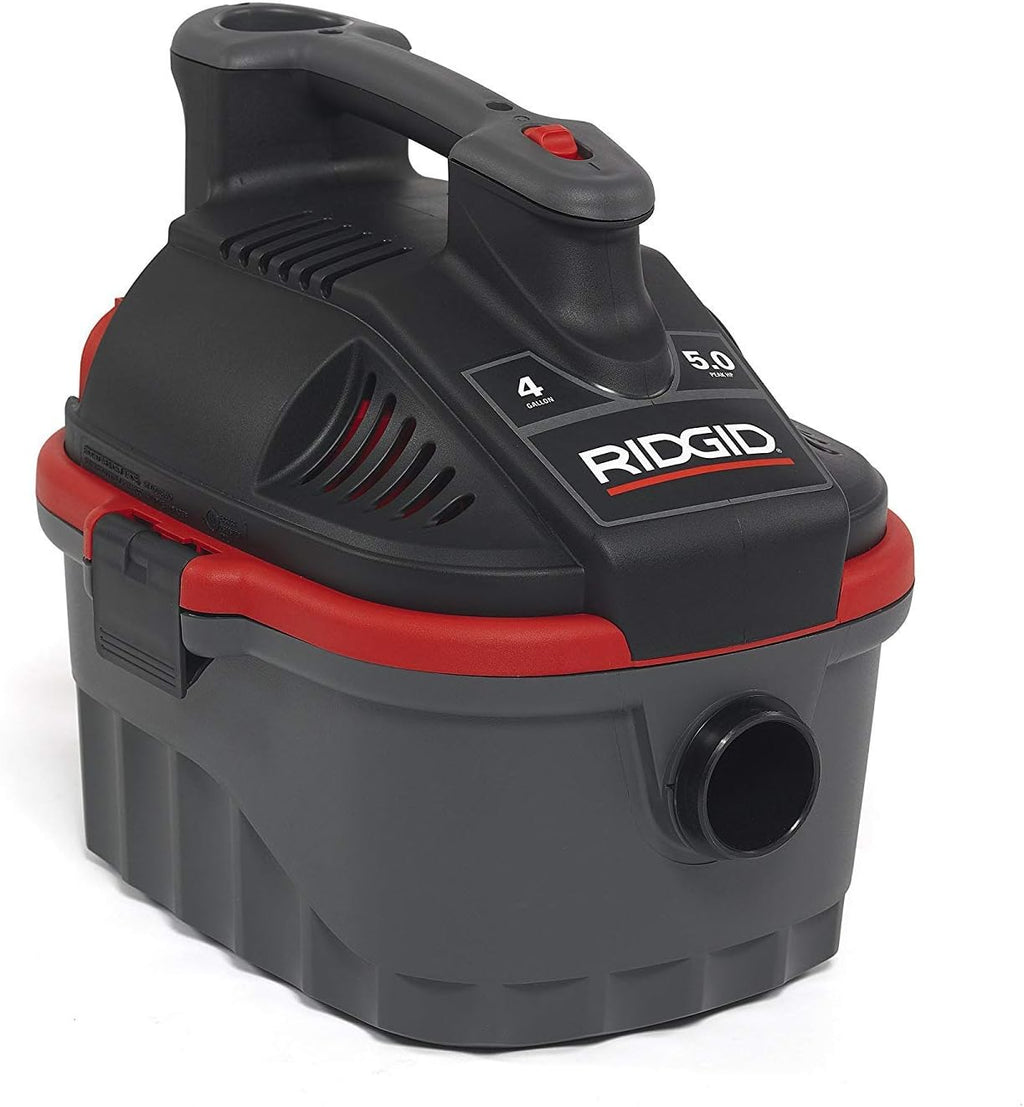 RIDGID 50313 Model 4000RV 4-Gallon Portable Wet and Dry Compact Vacuum Cleaner with 5.0 Peak-HP Motor, 4 gallon, Red