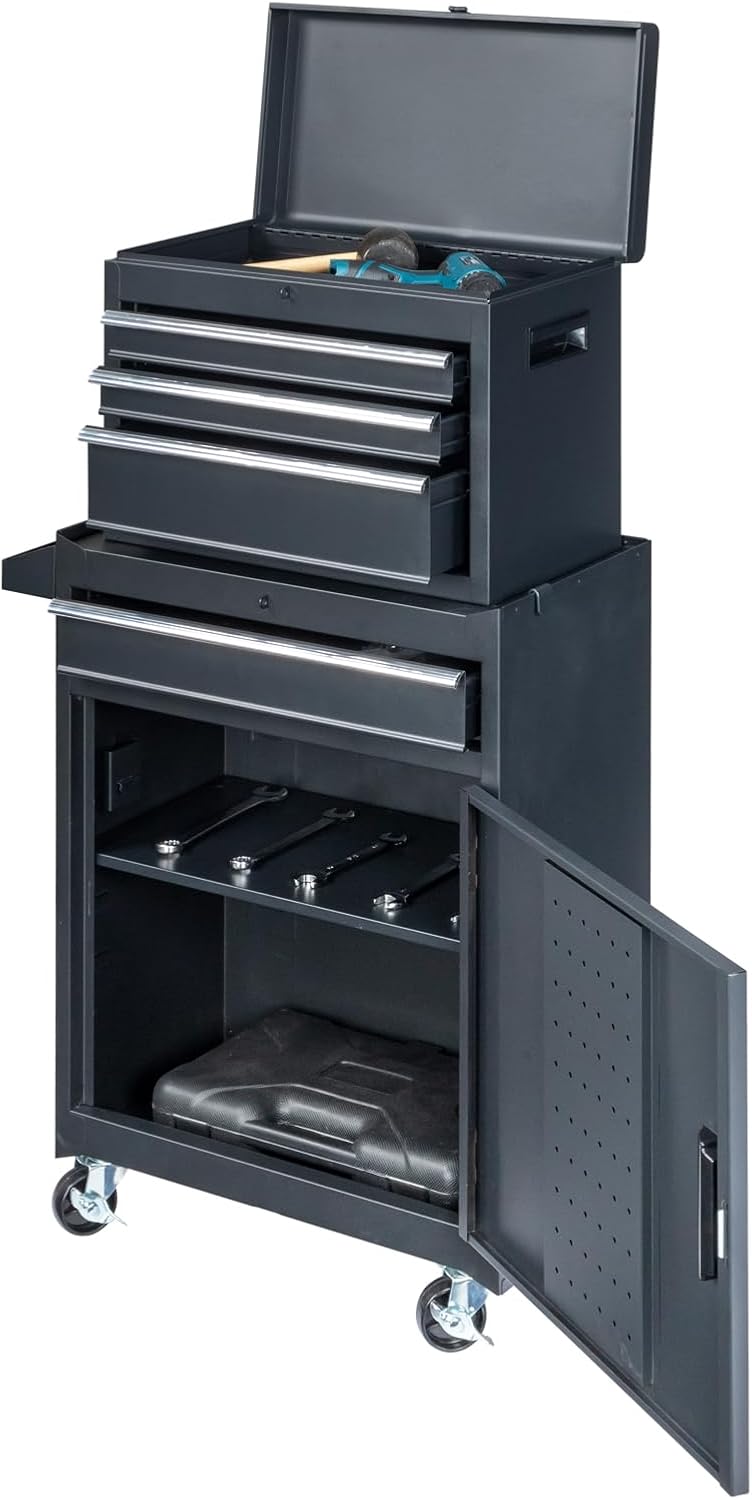 Rolling Tool Chest, Tool Box Organizer with Storage Cabinet, Portable Tool Cabinet, Rolling Tool Cart Utility Cart on Wheels, Industrial Mechanic Service Cart with Drawers for Garage, Repair Shop