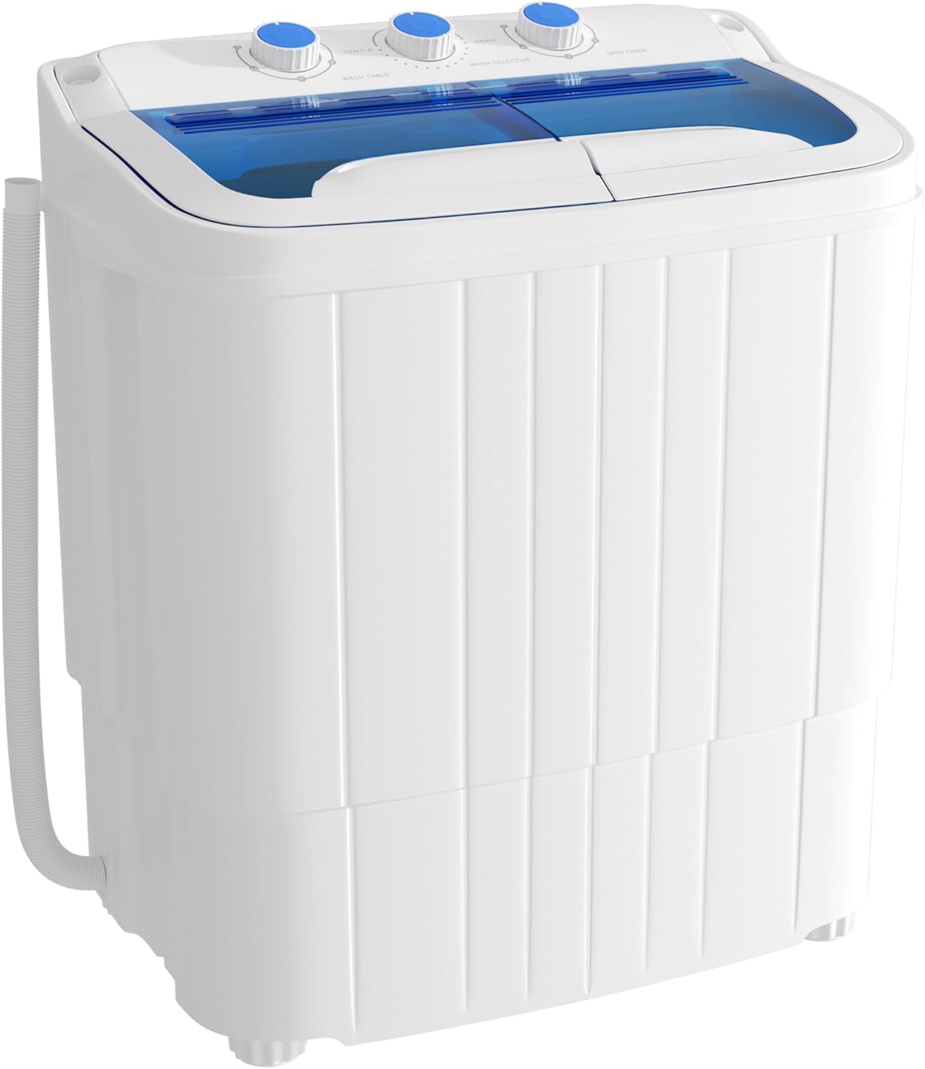 Greenvelly Portable Washing Machine, 16 Lbs Compact Washer and Dryer Combo, Semi-automatic Twin Tub Laundry Washer Machine for Dorms, Apartments, RVs (Blue)