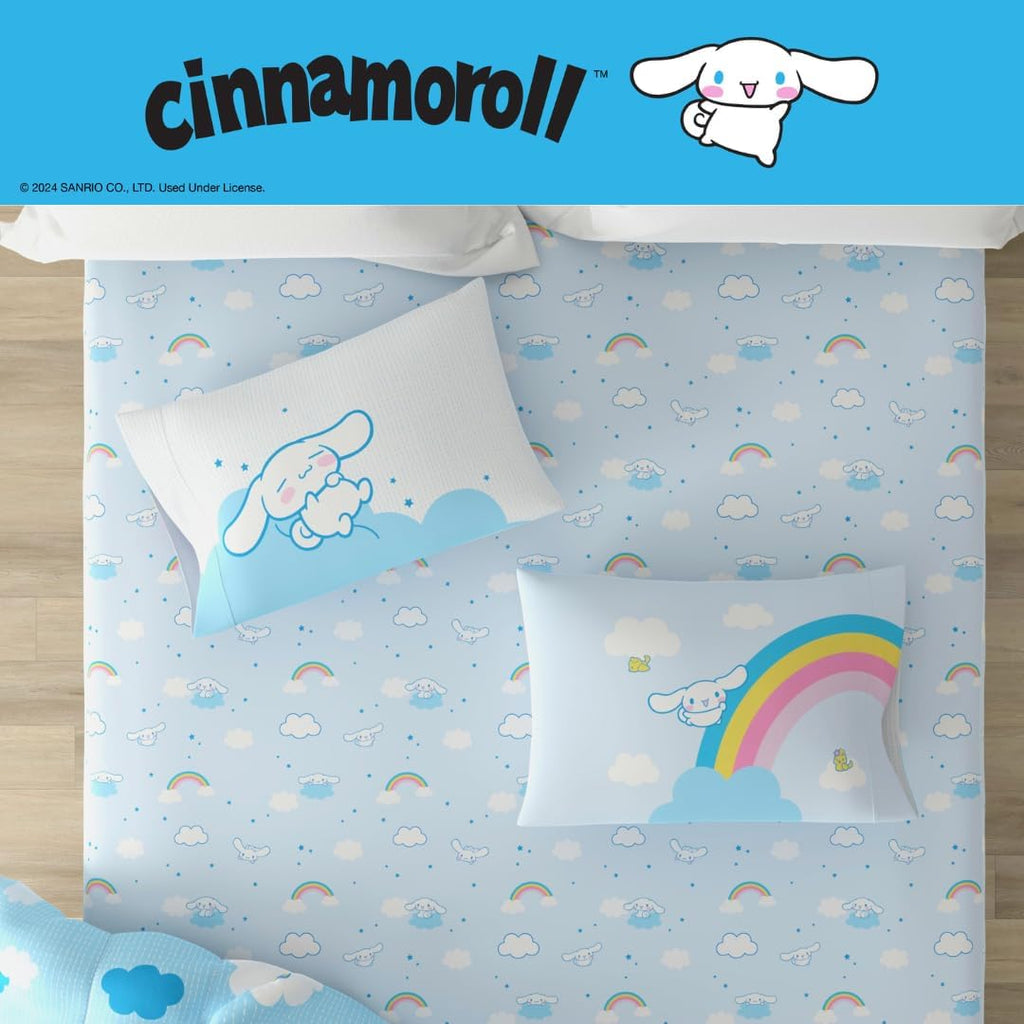Cinnamoroll Bedding - 5 Piece Queen Size Bed Set - Super Soft Microfiber Comforter and Sheet Set, (Officially Licensed Product) by Franco Collectibles