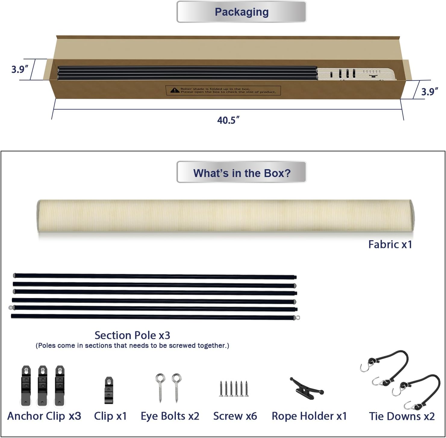 Windscreen4less Outdoor Shade Blinds Patio Roll Up Blackout Shades Exterior Roller Privacy Screen for Pergola Balcony Porch Carport Deck Window, 8' W x 10' L Beige